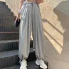 Houzhou Gray Jogger Summer Korean Fashion Splupy Dresy High Waist Solid Color Streetwear Loose Casual Sports Spodnie Kobieta 220325