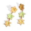 Dangle & Chandelier Fashion Long Large Multicolor Earrings Pink Yellow Flowers Drop Jewelry For Women Accessoires YT123Dangle