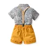 Coton bébé garçon noeud papillon chemise manches courtes costume fille jupe enfants vêtements hawaïens ensembles tenues globales 0-6 ans 220507