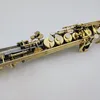 High-End-Schwarz-Sopran-Saxophon B-Flat Nickel-plattierter Muschelknopf Messing Professionelles Saxophon Holzwind kann angepasst werden