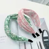 2022 Vintage Print Cloth Cross Bezel Hairband Women Clips Hair Accessories Headband Opaska Do Wlosow Bandeau Cheveux Diademas