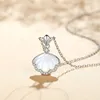 Fashion Crown Leaf Pendant Necklaces Designer Sterling 925 Women Girls S925 Pearl Shell Zircon Chain Necklace Jewelry Gifts for Female