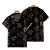 Herren lässige Hemden Sommerfarbe Rose Blume gedruckt Hawaii Herren Kurzarm Kubaner Hemd Urlaub Party Tragen Sie Vintage Clothing Streetwea