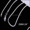 Chains Necklaces Pendants Jewelry 925 Sterling Sier Plated Snake Chain Of 2Mm 16" 18" 20" 22" 24" Inch Fashion Pendant C010 Drop Delivery