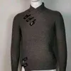 Herrtröja vridmönster Turtleneck Autumn Winter Buttons Pure Color Sweater Jumper för Daily Wear L220730