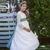 Kız Elbiseleri Romantik Fransız Dantel Çiçek Kız 2022 Vestidos Primera Comunion Para Ninas 3/4 Uzun Kollu Mücevher Boyun Farklı Colorg