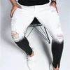 Summer Mens Skinny Jeans Men Ripped Jeans Skinny Hole destruído Pant slim fit Denim com calça de lápis com zíper 201128