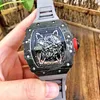 Watches armbandsur designer 2022 Richa Milles Mens Automatic Mechanical Watch Carbon Fiber Hollowed Out Tape Luminous Fashion Trend Persona