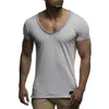 Varış Derin V Boyun Kısa Kollu Erkekler Tişört İnce Fit Tshirt Erkekler İnce Üst Tee Sıradan Yaz Tshirt Camisetas Hombre My070 220607