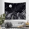 Natt himmel svart matta väggmatta månstjärnor bergskog hippie trippy matta vägg hängande dekor hem sovsal filt j220804