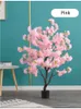 Startseite Künstlicher Fake Kirschbaum Bonsai Bodenblätter Dekor Wohnzimmer Innenraum Rosa Fake Pflanzen mit Topf Simulationsblumen