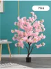 Home Artificial Fake Cherry Tree Bonsai Floor Leaves Decor Living Interior Room Pink Fake Plants With Pot Simulation Flowers