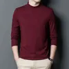 MLSHP Turtleneck Collar Male Tシャツ春と秋のソリッドカラーシルク長袖カジュアルメンズTシャツシンプルマンTシャツ3XL T220808