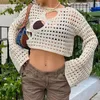 Kadınlar Tişört Plajı Tatil Örgü Tığ Alanı Kovan Koku Kazak Yaz T-Shirt Kadınlar Hollow Out Chic Sweater Jumpers Casual Giyim