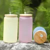 Sublimation Luminous Glass Tumbler Color changing Cup in sun Fluorescent Wine Glass Mugs With Bamboo Lid & Drinking Straw Portable Car Water Bottle B6