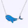 Pendant Necklaces Cute Female Whale Necklace Rose Gold Silver Color Chain Vintage White Blue Opal For WomenPendant