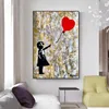 Paintings Abstract Banksy Canvas Painting Child And Heart Posters Prints Quadros Wall Art Picture Living Room Home Decor Cuadros