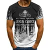 Hommes Jésus Christ Croix Imprimer Manches Courtes Casual All Match Mode T-shirt Surdimensionné Col Rond XXS 4XL 220623