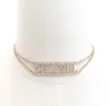 2022 Collier pendentif à breloque de qualité supérieure avec mots et diamant scintillant en plaqué or 18 carats pour cadeau de bijoux de mariage pour femme avec timbre de boîte Bracelet PS7809