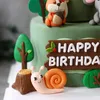 لوازم الحفلات الاحتفالية الأخرى ، كعكة حيوان غابة توبيبر نمر فيل فيلان سافاري أول عيد ميلاد سعيد ديكور وايلد وودلاند فتى أو جير