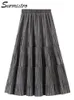 Surmiitro super kwaliteit fluwelen lange rok vrouwen herfst winter Koreaanse stijl Mid-length hoge taille geplooid Midi vrouw 220317