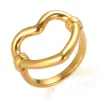 Anello da dito di alta qualità per gioielli da donna Trend per ragazze Carino foro cavo Love Heart Anelli vintage in acciaio inossidabile placcato oro 18k