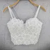 Sexy Bra Topy Diamentowe Frezowanie Kwiaty Push Up Bralet Women's Corset Bustier Bra Night Club Party Cropped Top Vest F2047 220325