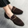 Men Fashion Business Casual Dress Shoes Handmade Solid Color Faux Suede Classic Twisted Round Toe Low Heel Loafers DH932