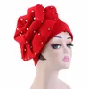 Gorro de Turbante de flores grandes para Mujer india, Hijab musulmán, gorros para la cabeza, tocado de fiesta de boda, Turbante para Mujer, sombrero africano