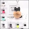Porte-clés Bijoux 8cm boule de fourrure artificielle pour les femmes 15 styles doux peluche animal chat pompon porte-clés sac charme pendentif Fashi Dhov6