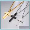 Hänge halsband hängsmycken smycken rostfritt stål tvärherrens religion tro Crucifix charm titankedja för kvinnor mode 3 färger droppe