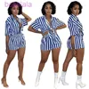 Designer Women Stripe Tracksuits Mode Button Shirt en Shorts Past Two -Pally Outfits Nieuwe Summer Des