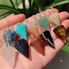 Pendant Necklaces Natural Stone Pendants Pink Quartz Agates Tiger Eye Black Obsidian Pendulum Healing Crystal Amulet Divination DowsingPenda