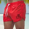 Été Hommes Shorts De Plage Lettre Imprimé Fitness Sports Casual Taille Élastique Cordon Mâle Conseil Pantalon Court S3XL 220707