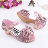 Sandali per ragazze Bambini Tacchi alti Scarpe da principessa Estate Bambini Sandali con fiori per bambini Bambina Sandali con prestazioni di cristallo Scarpe G220418