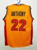 Xflsp # 22 CARMELO ANTHONY Oak Hill High School Maglia da basket blu Personalizzata di qualsiasi dimensione Maglie cucite al passato