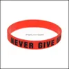 Charm Bracelets Jewelry Fashion Never Give Up Letter Sile For Women Men Sports Inspirational Wristband Bangle In Bk Drop Delivery 2021 Kox4B