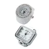 Montres-bracelets Bague Montre Chic Blanc Strass Pour Dames Quartz Chiffres Cadran Arabe Rectangle Unisexe Moun22