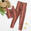 Tiger gestreifte gedruckte Leggings Solid Color Tracksuits für Frauen im Freien atmungsaktiven Buchstaben Sportswear Training zweiteilige Yoga -Outfits für Dame