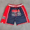 Mm Masmig Navy 1992 USA Dream Team geborduurde basketbalshort met zakken5370427