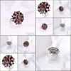 Band Rings Jewelry Classic Sier Inlaid Garnet Red Zircon Flower Shape Ladies Banquet Ring Whole Sale Drop Delivery 2021 Kgvr6