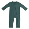 Baby romper bambu fiber pojke flicka kläder född blixtlås fotfot jumpsuit solid longsleeve kläder 024m 2208158907204