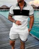 Men's Tracksuits Men's Piece Suit Beach Men's Hawaiian Activewear Short Sleeve Zip Shirt Shorts Set Casual StreetwearMen's