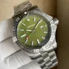 Mężczyźni Casual Zegarki 2813 Automatyczne 46mm Oznaczalny Bezel Green Dial Mens Wristwatch Black Case Śruba Korona Pleciony Pasek Zegarek na rękę