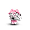 Abalorio colgante de Plata de Ley 925, cuentas de perro y gato, abalorios de Calavera, cuentas aptas para pulsera Pandora, accesorios de joyería DIY