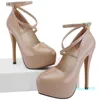 Sapatos de vestido de moda mulheres bombas 14 cm super saltos altos para mulher sexy cinta de tornozelo festa de plataforma vermelho senhora de senhora de casamento