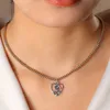 Boho Einfache Herzförmige Rose Blume Anhänger Halskette Frauen Gold Metall Perlen Schlüsselbein Kragen Mädchen Mode Schmuck Geschenke