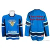 MTHR Mens Custom Suomi-Team Finnland IIHF Swift Replica Blue Hockey-Trikots - Kundenspezifische Namensnummer Stickerei auf XXS-6XL genäht