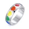 Bagues de cluster Fashion Rainbow Love Heart Bague pour femmes en acier inoxydable Femme Bijoux de mariage