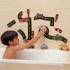 아기 장난감 유연한 도로 트랙 차 막대기 목욕 장난감 아이 욕조 욕조 소프트 EVA 페이스트 조기 교육 DIY 스티커 퍼즐 장난감 220531